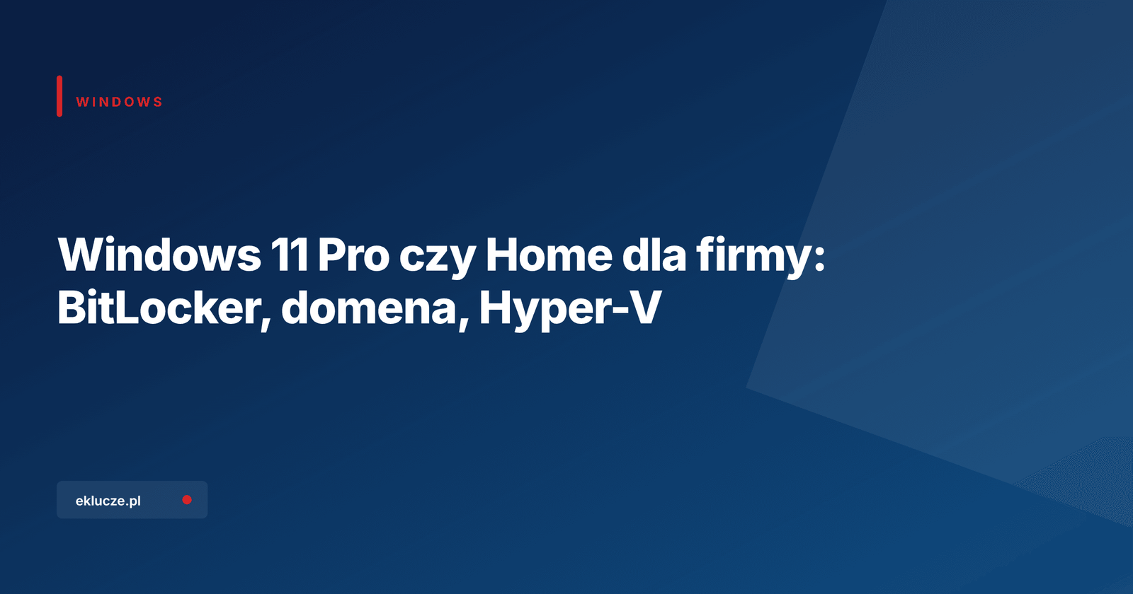 Porównanie Windows 11 Home i Pro dla firmy: BitLocker, domena Active Directory i Hyper-V